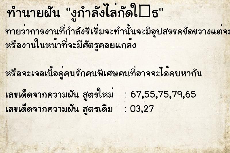 ทำนายฝันงูกำลังไล่กัดใ�¸ ทำนายฝันทำนายฝันงูกำลังไล่กัดใ�¸