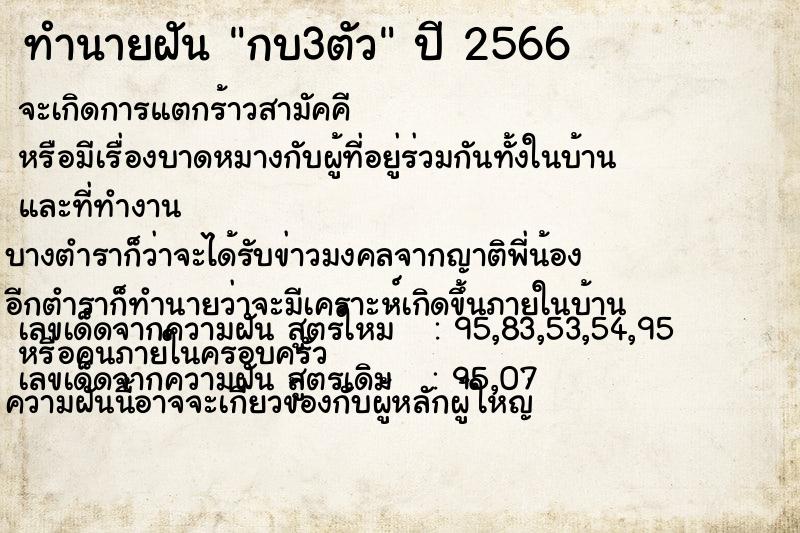 ทำนายฝัน กบ3ตัว ทำนายฝัน กบ3ตัว