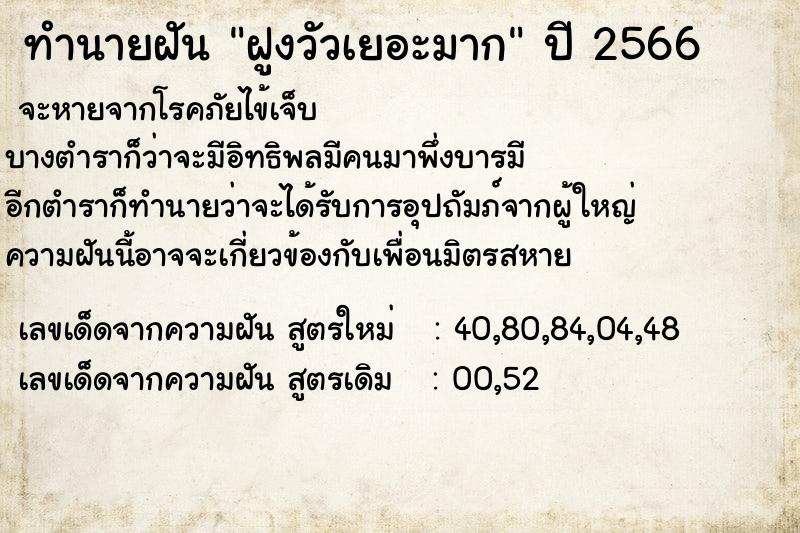 ทำนายฝัน ฝูงวัวเยอะมาก ตำราโบราณ แม่นที่สุดในโลก