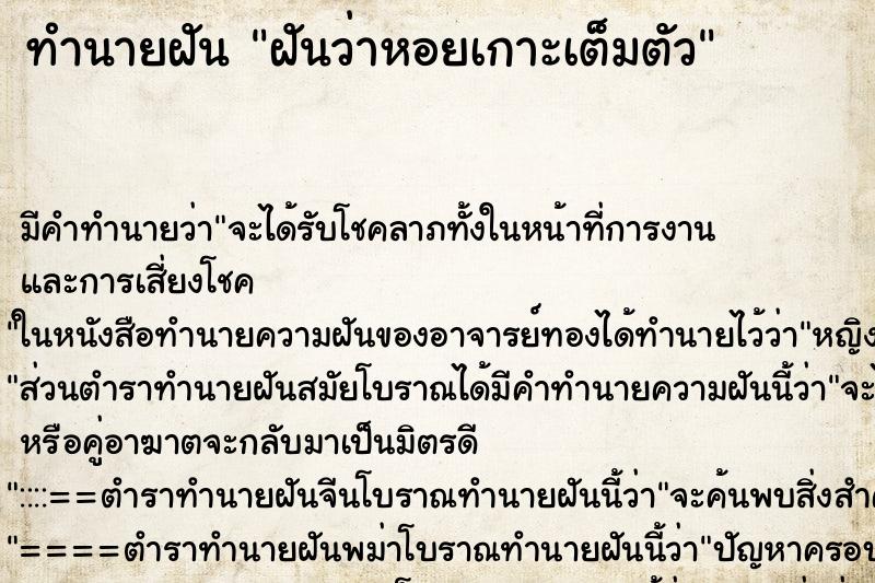 ทำนายฝันทำนายฝันฝันว่าหอยเกาะเต็มตัว