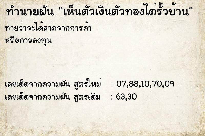 ทำนายฝันเห็นตัวเงินตัวทองไต่รั้วบ้าน ทำนายฝันทำนายฝันเห็นตัวเงินตัวทองไต่รั้วบ้าน