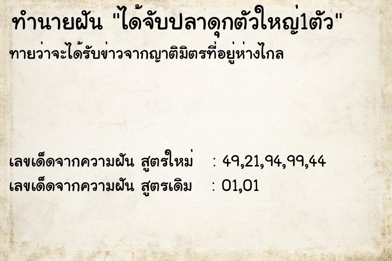 ทำนายฝัน ได้จับปลาดุกตัวใหญ่1ตัว ตำราโบราณ แม่นที่สุดในโลก