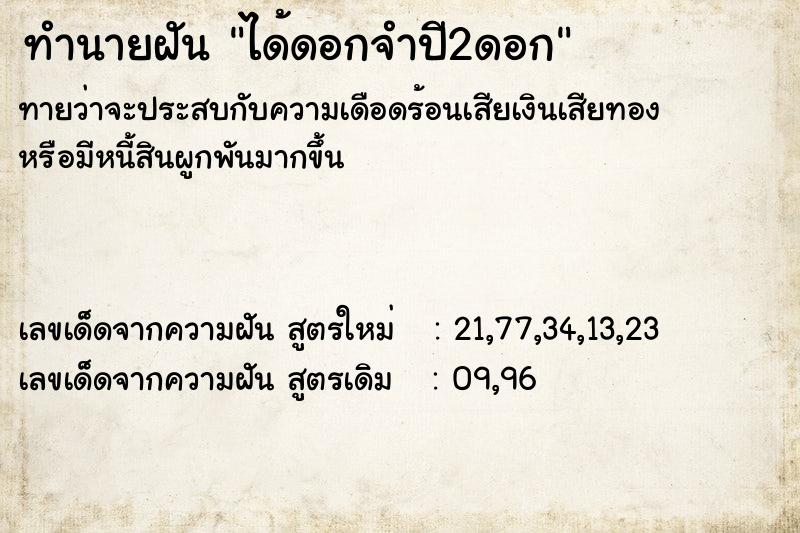 ทำนายฝันทำนายฝันได้ดอกจำปี2ดอก