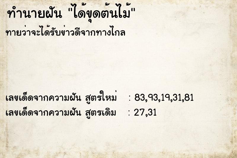ทำนายฝันทำนายฝันได้ขุดต้นไม้