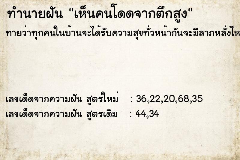 ทำนายฝันทำนายฝันเห็นคนโดดจากตึกสูง