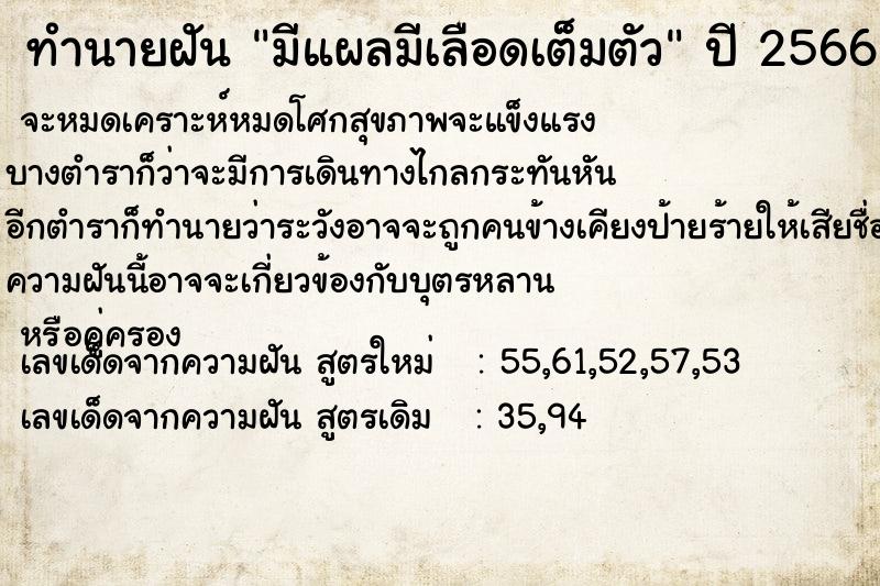 ทำนายฝัน มีแผลมีเลือดเต็มตัว