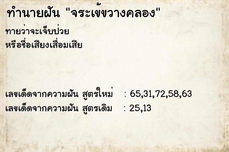 ทำนายฝันทำนายฝันจระเข้ขวางคลอง
