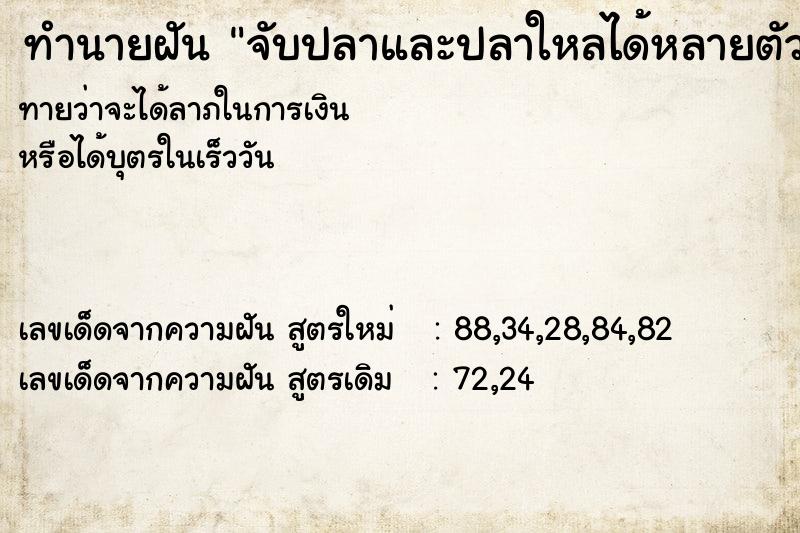 ทำนายฝันทำนายฝันจับปลาและปลาใหลได้หลายตัว