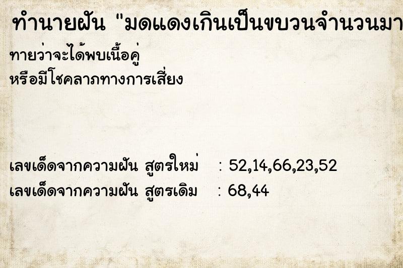 ทำนายฝันทำนายฝันมดแดงเกินเป็นขบวนจำนวนมาก