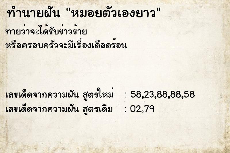 ทำนายฝันทำนายฝันหมอยตัวเองยาว