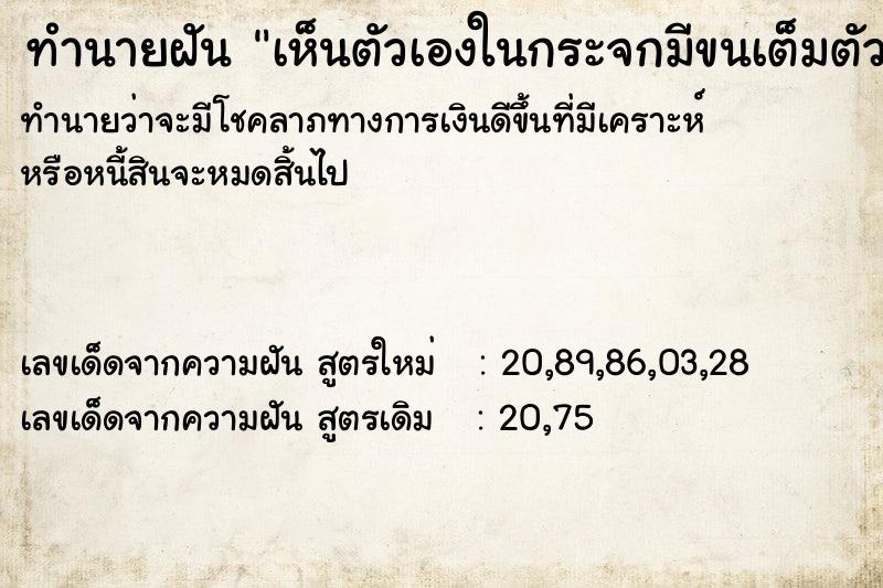 ทำนายฝันเห็นตัวเองในกระจกมีขนเต็มตัว ทำนายฝันทำนายฝันเห็นตัวเองในกระจกมีขนเต็มตัว