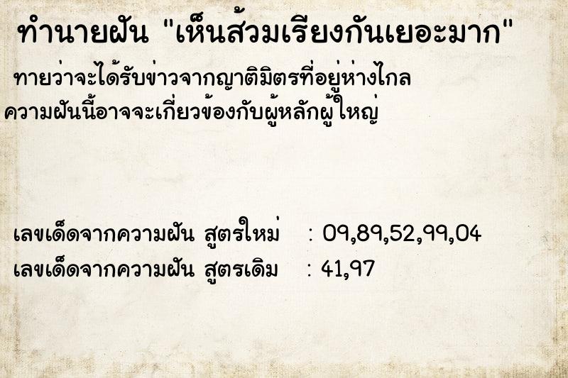 ทำนายฝันทำนายฝันเห็นส้วมเรียงกันเยอะมาก