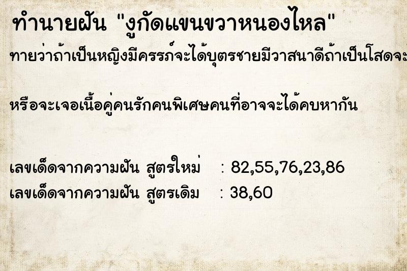 ทำนายฝันทำนายฝันงูกัดแขนขวาหนองไหล