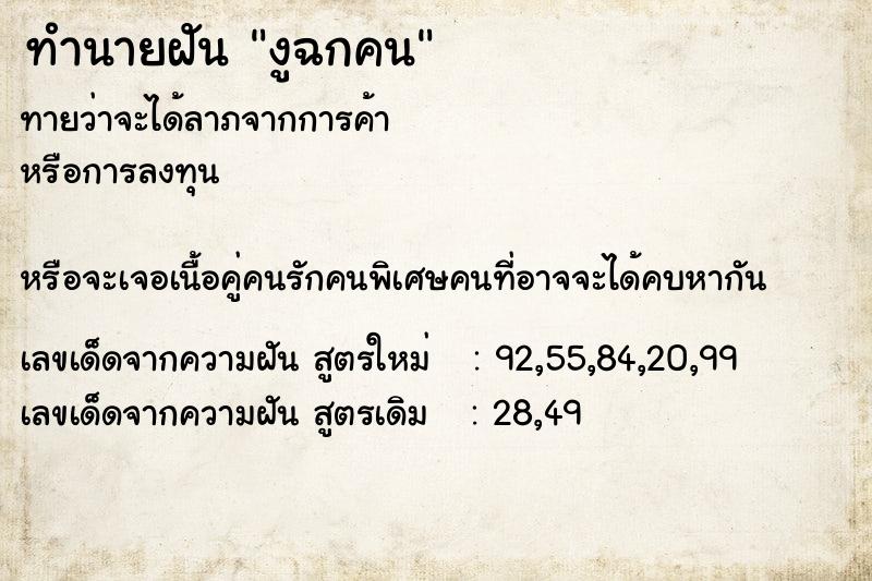 ทำนายฝันงูฉกคน ทำนายฝันทำนายฝันงูฉกคน