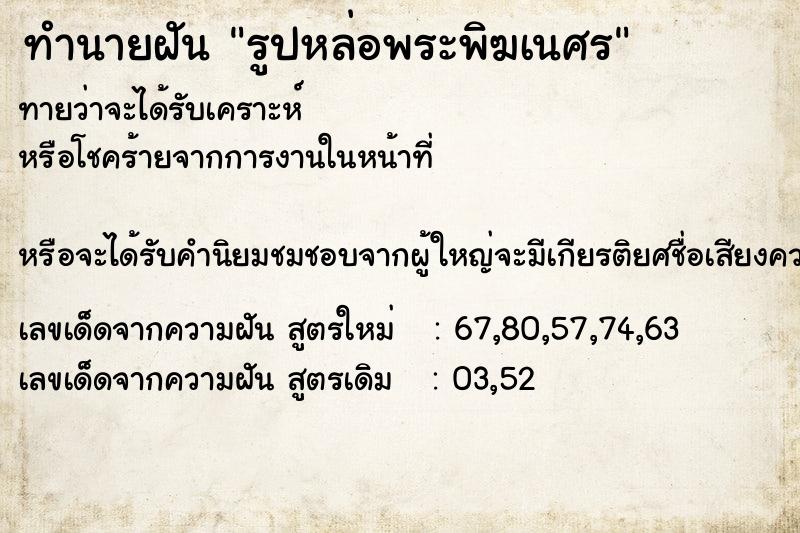ทำนายฝัน รูปหล่อพระพิฆเนศร ทำนายฝัน รูปหล่อพระพิฆเนศร