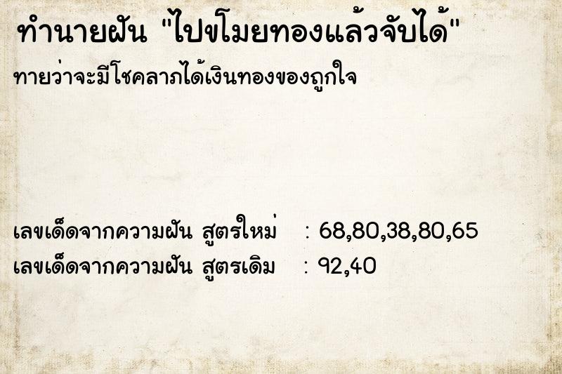 ทำนายฝันไปขโมยทองแล้วจับได้ ทำนายฝันทำนายฝันไปขโมยทองแล้วจับได้