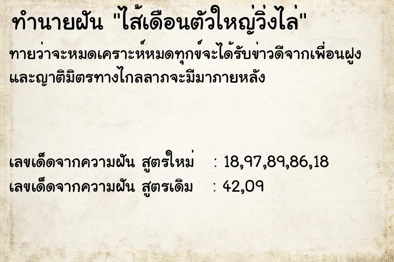 ทำนายฝันทำนายฝันไส้เดือนตัวใหญ่วิ่งไล่