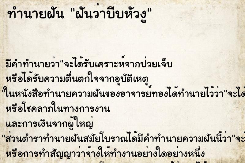 ทำนายฝัน ฝันว่าบีบหัวงู ทำนายฝัน ฝันว่าบีบหัวงู