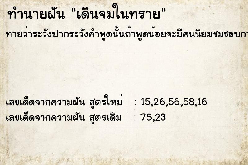 ทำนายฝันทำนายฝันเดินจมในทราย