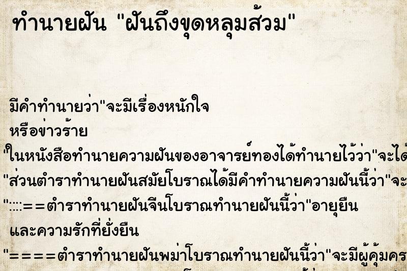 ทำนายฝัน ฝันถึงขุดหลุมส้วม ทำนายฝัน ฝันถึงขุดหลุมส้วม