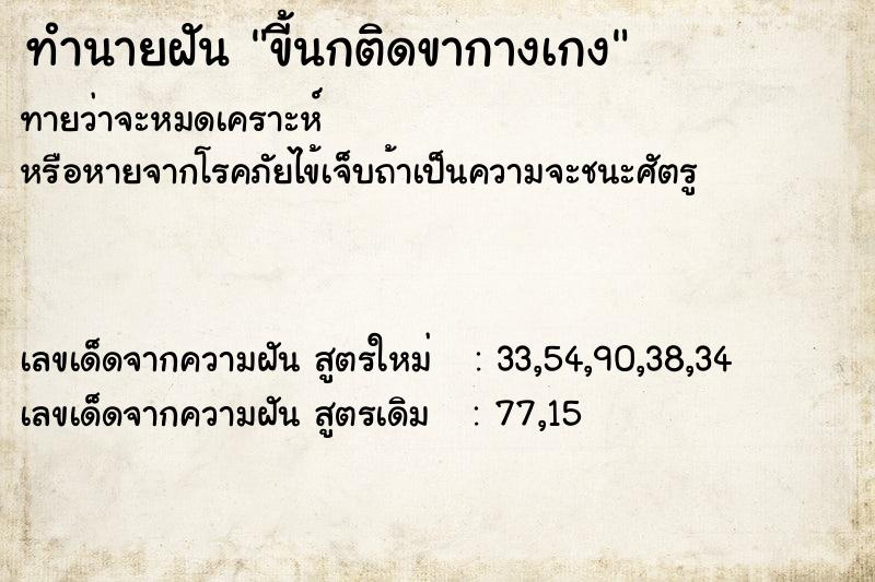 ทำนายฝัน ขี้นกติดขากางเกง