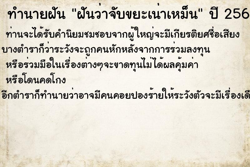 ทำนายฝันทำนายฝันฝันว่าจับขยะเน่าเหม็น