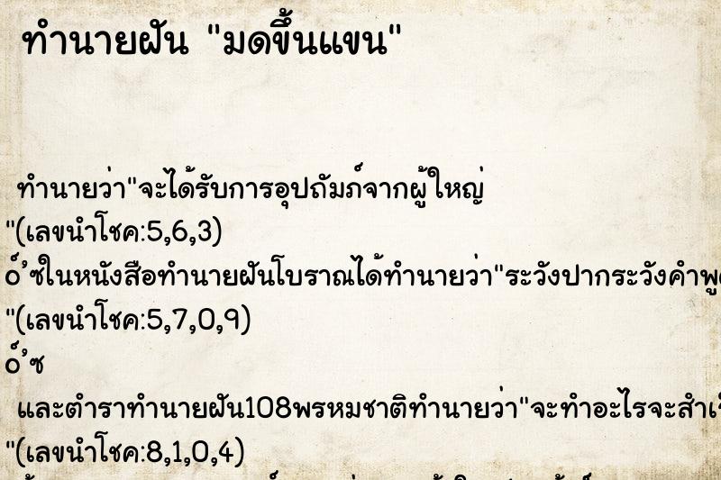 ทำนายฝัน มดขึ้นแขน