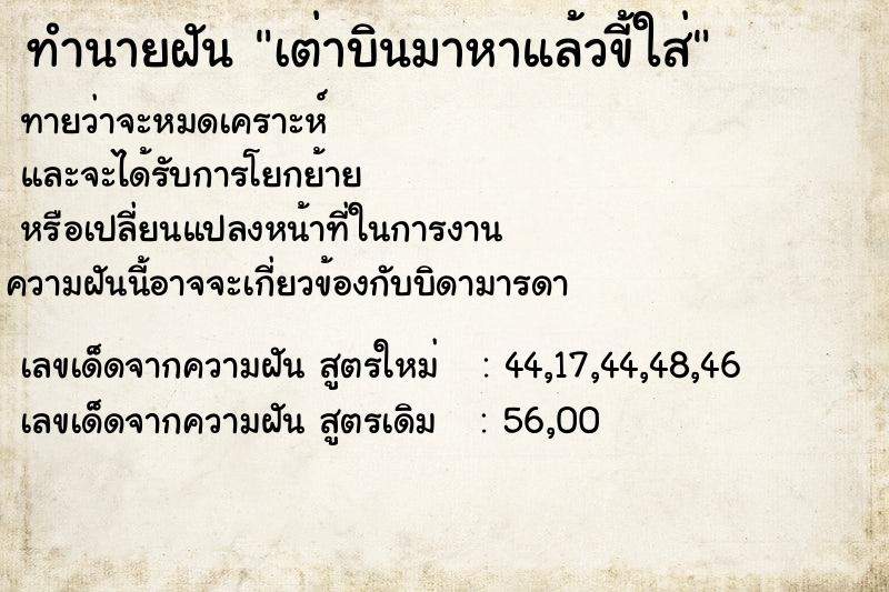 ทำนายฝันทำนายฝันเต่าบินมาหาแล้วขี้ใส่