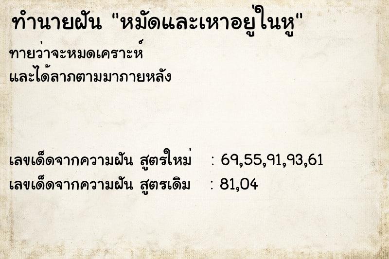 ทำนายฝัน หมัดและเหาอยู่ในหู