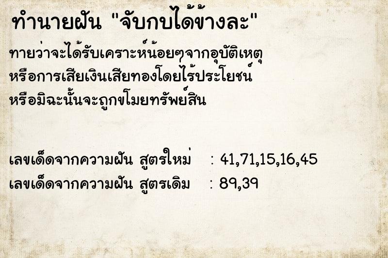 ทำนายฝันจับกบได้ข้างละ ทำนายฝันทำนายฝันจับกบได้ข้างละ