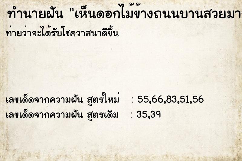 ทำนายฝันเห็นดอกไม้ข้างถนนบานสวยมาก ทำนายฝันทำนายฝันเห็นดอกไม้ข้างถนนบานสวยมาก