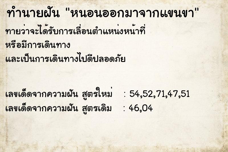 ทำนายฝัน หนอนออกมาจากแขนขา ทำนายฝัน หนอนออกมาจากแขนขา