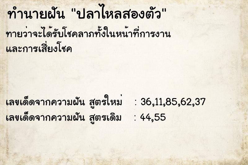 ทำนายฝันทำนายฝันปลาไหลสองตัว
