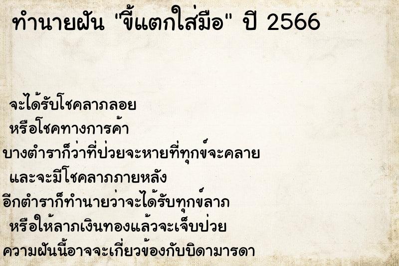 ทำนายฝันทำนายฝันขี้แตกใส่มือ