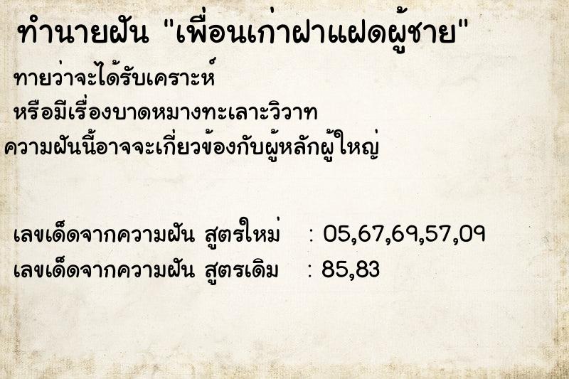 ทำนายฝันทำนายฝันเพื่อนเก่าฝาแฝดผู้ชาย