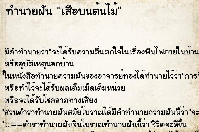 ทำนายฝันทำนายฝันเสือบนต้นไม้
