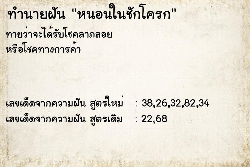 ทำนายฝัน หนอนในชักโครก ทำนายฝัน หนอนในชักโครก