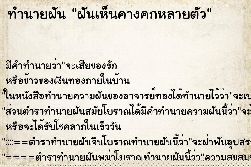 ทำนายฝัน ฝันเห็นคางคกหลายตัว ทำนายฝัน ฝันเห็นคางคกหลายตัว