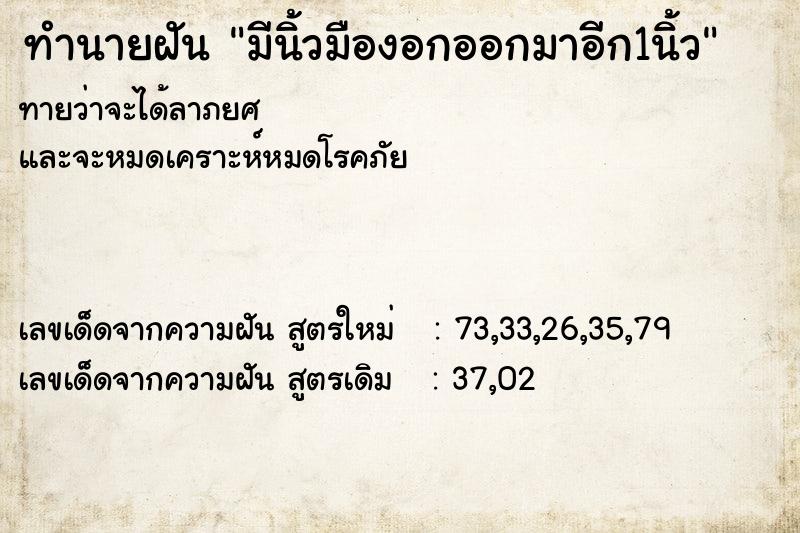 ทำนายฝันมีนิ้วมืองอกออกมาอีก1นิ้ว ทำนายฝันทำนายฝันมีนิ้วมืองอกออกมาอีก1นิ้ว