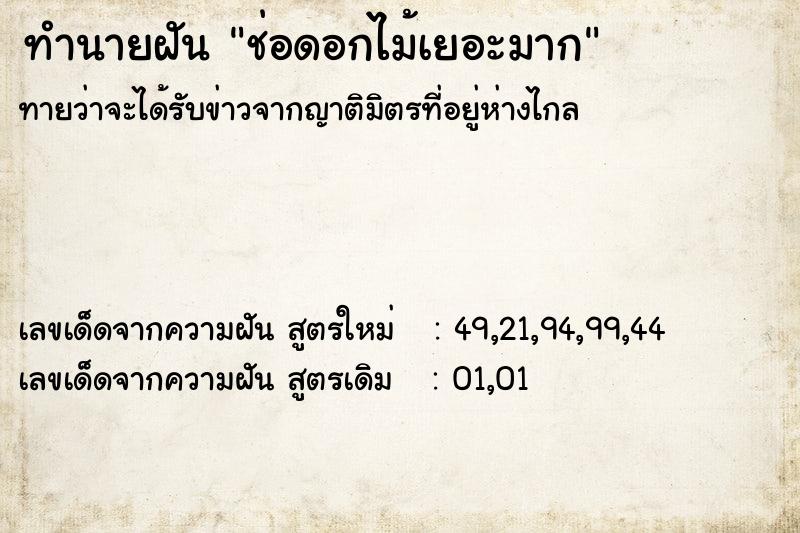 ทำนายฝันช่อดอกไม้เยอะมาก ทำนายฝันทำนายฝันช่อดอกไม้เยอะมาก