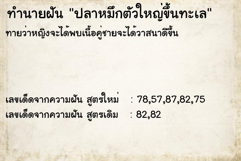 ทำนายฝันทำนายฝันปลาหมึกตัวใหญ่ขึ้นทะเล