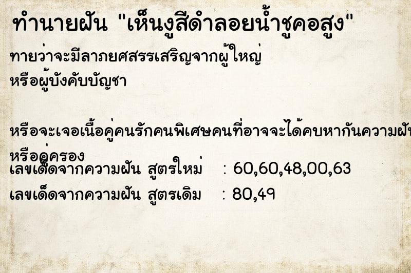 ทำนายฝัน เห็นงูสีดำลอยน้ำชูคอสูง ทำนายฝัน เห็นงูสีดำลอยน้ำชูคอสูง