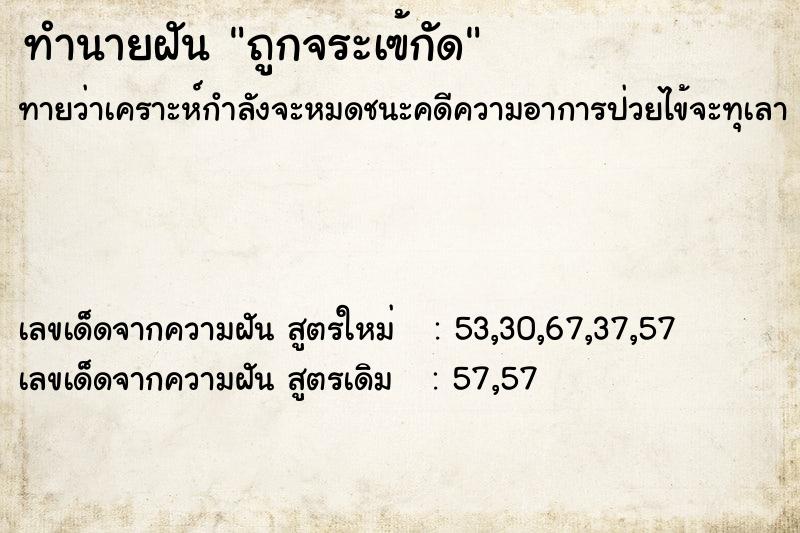 ทำนายฝันทำนายฝันถูกจระเฃ้กัด