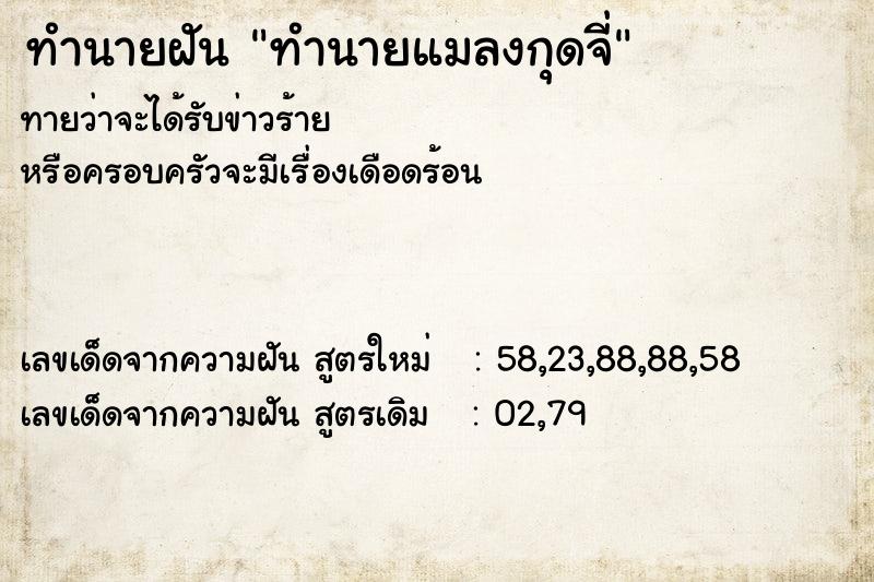 ทำนายฝันทำนายฝันทำนายแมลงกุดจี่