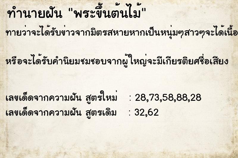 ทำนายฝัน พระขึ้นต้นไม้ ตำราโบราณ แม่นที่สุดในโลก