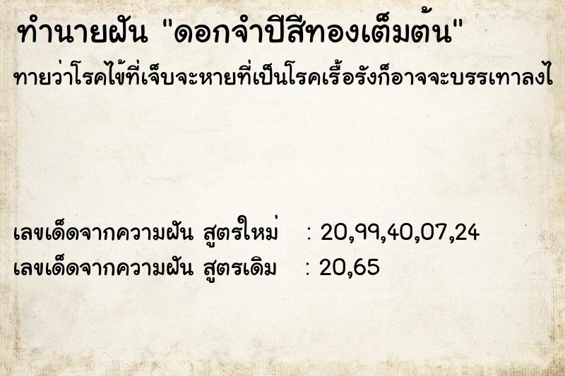 ทำนายฝันทำนายฝันดอกจำปีสีทองเต็มต้น