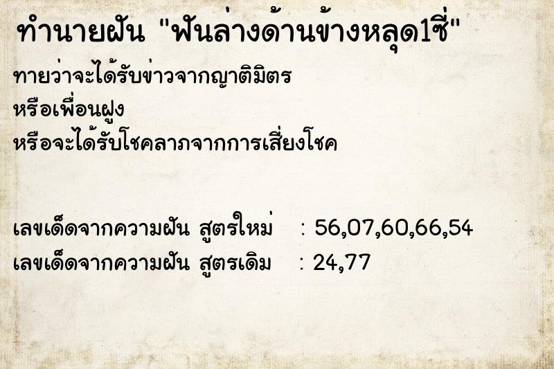 ทำนายฝันทำนายฝันฟันล่างด้านข้างหลุด1ซี่