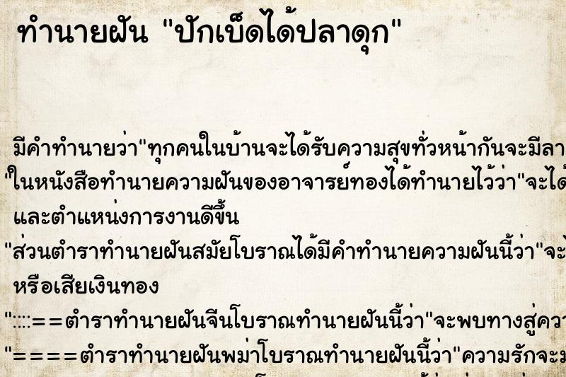 ทำนายฝัน ปักเบ็ดได้ปลาดุก ทำนายฝัน ปักเบ็ดได้ปลาดุก