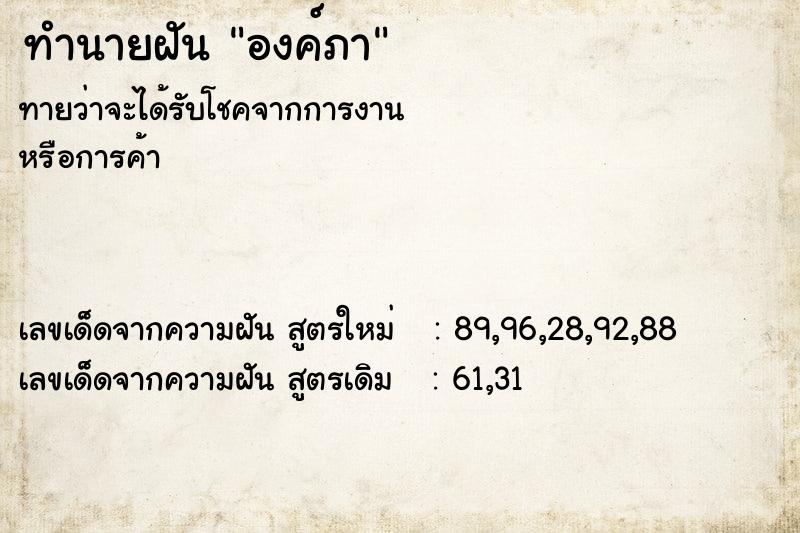 ทำนายฝัน องค์ภา ทำนายฝัน องค์ภา
