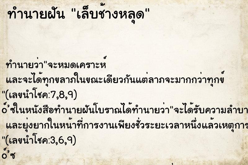 ทำนายฝันทำนายฝันเล็บช้างหลุด
